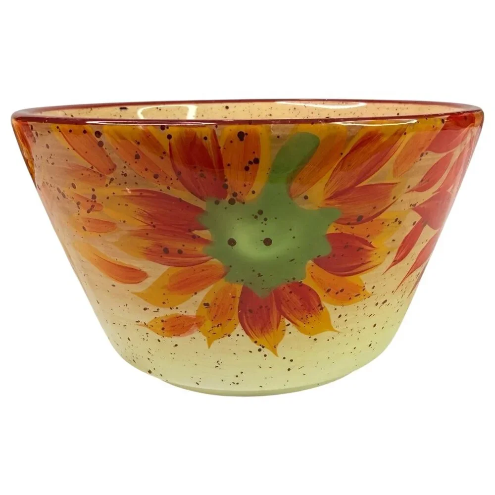 Pfaltzgraff Evening Sun Sunflower Bowl Set Of 2 Hand Painted Soup Cereal Ceramic